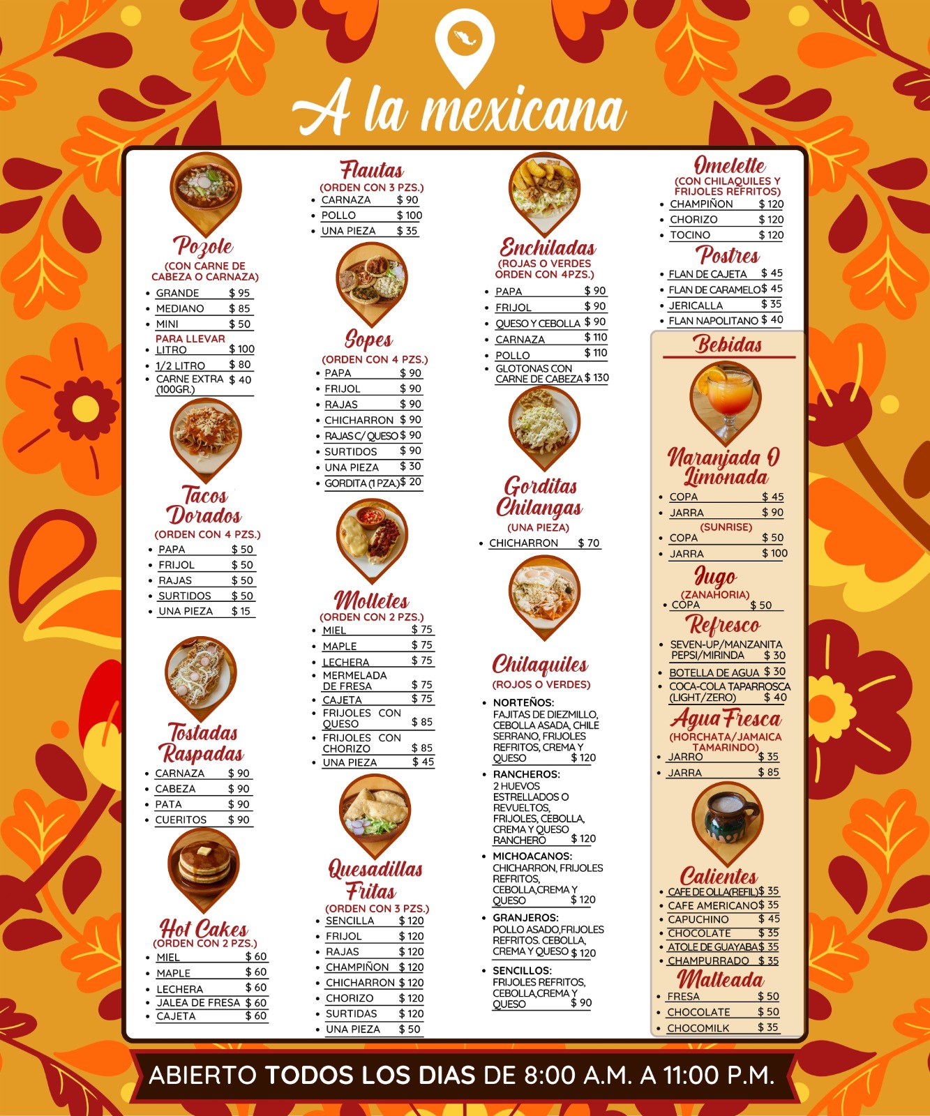 Menú de A la mexicana